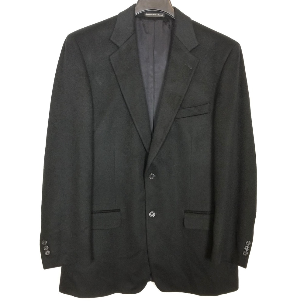 Pronto Uomo Men 100% Cashmere Blazer Jacket Sz 42 Long Black 2‎ Buttons Classic
